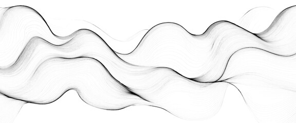 Vector abstract line art wavy smooth flowing dynamic white background with wavy lines