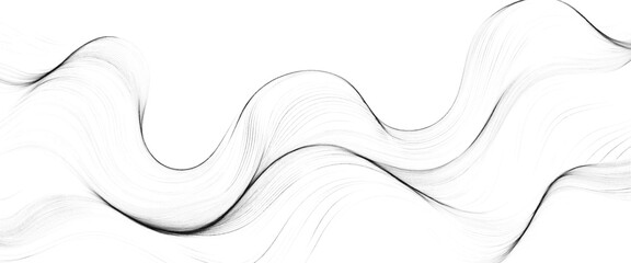 Vector abstract line art wavy smooth flowing dynamic white background with wavy lines