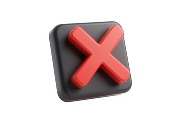 Obraz premium Red Cross Mark on Black Button 3D Icon