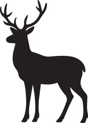Fototapeta premium A elegant drawing of black deer silhouette vector -clean, minimal, and perfect for logos or nature-themed designs