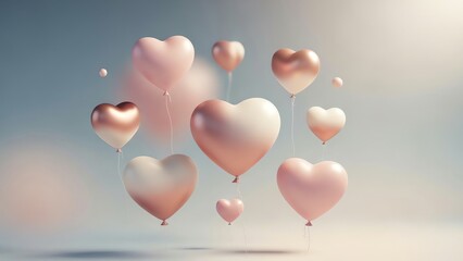 Heart shaped balloons floating in air