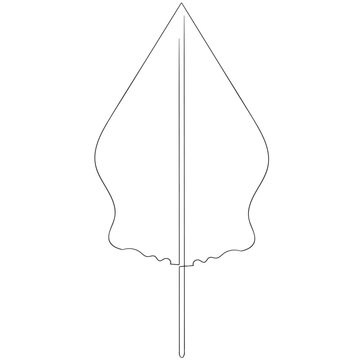 continuous line "Gunungan Wayang"  a 'gunungan' is a triangular or conical figure that appears at the beginning and end of a wayang performance, Javanese Shadow Puppet. Javanese Culture Icon Symbol 