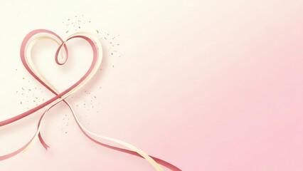 Ribbon heart shape on pink gradient background
