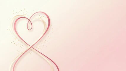 Ribbon heart shape with gold sparkles