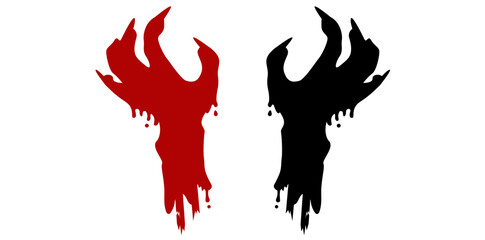 Scary Bloody Hands Silhouette Vector Illustration.