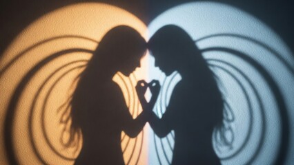 Shadows of two figures holding hands