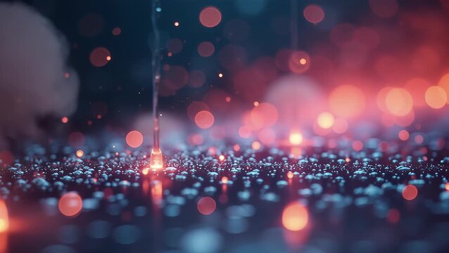 Abstract Colorful Water Drops on Surface with Glowing Lights