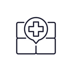 Obraz premium humanitarian aid icon with boxes, line vector pictogram