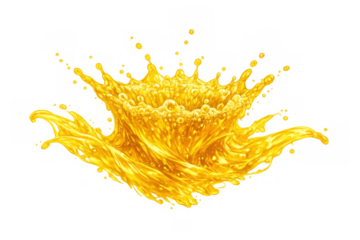 Orange juice crown splash concept showing refreshing liquid explosion and citrus drink wave on transparent background