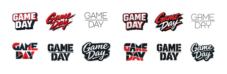Game day logo collection with bold typography in various styles