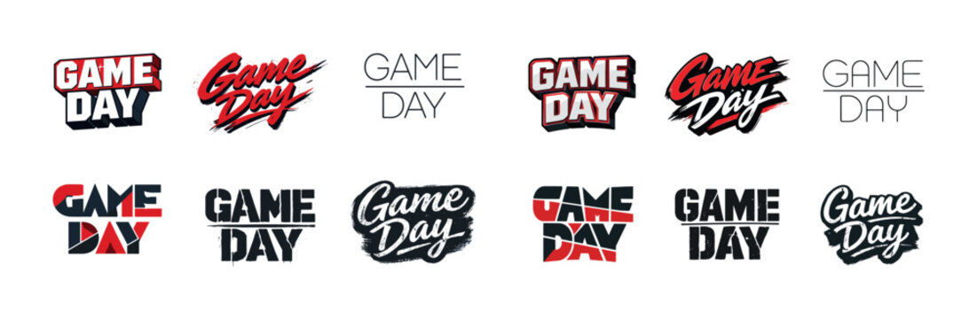 Game day logo collection with bold typography in various styles