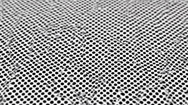 A close-up view reveals a mesmerizing pattern of black dots. The intricate grid creates a dynamic and abstract background texture.