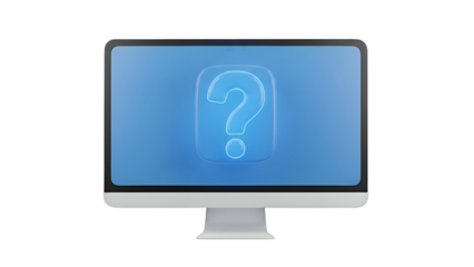 Computer Monitor Displaying Blue Question Mark.