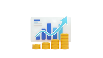 Coins and Graph Showing Financial Growth.