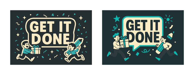 Motivational art with characters and inspirational text design