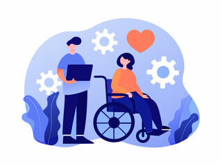 Fototapeta premium Diverse team working together with care and technology