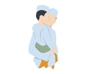 Illustration of Father Carrying Son on Eid