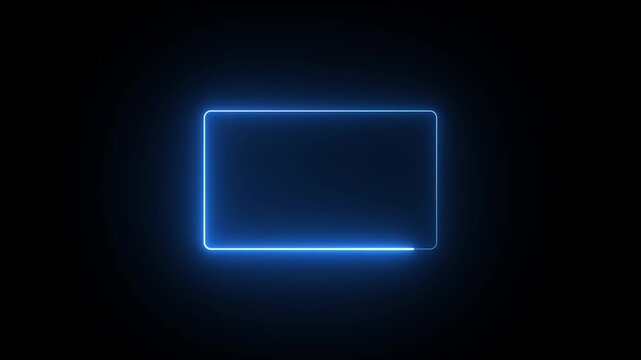 Abstract blue glowing neon light square in empty concrete room with shiny reflective floor Abstract blue glowing neon light square in empty concrete room with shiny reflective floor