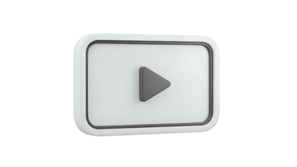 Play Button Icon on White Background.