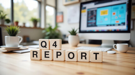 Quarterly Q4 report text signals yearend financial close, accounting and audit preparation for disclosure and filing with key performance metrics, revenue and profit summary