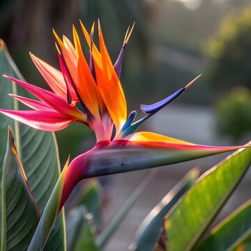 Hyper-Real Bird-of-Paradise with Neon Colors and Glossy Texture