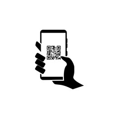 QR Code Scanning Icon on Smartphone for Digital Payment and Mobile App Vector