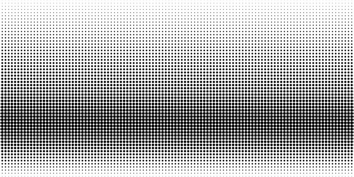 Central halftone dot gradient texture with dense center fading outward, black comic pop art raster background