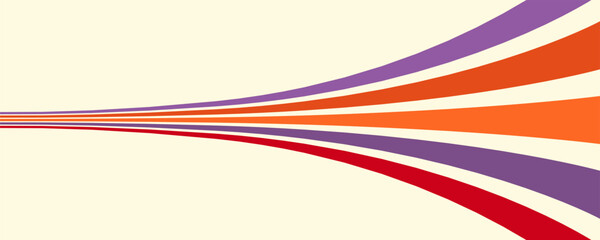 Abstract colorful 70s background vector. Vintage retro wallpaper with rainbow stripes and wavy lines. A 1970 color illustration suitable for posters, banners, decorative items and wall art.