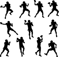Fototapeta premium Dynamic American Football Action Group Silhouette Collection