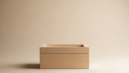 Wooden box with a traditional masu measuring cup design. Simple light wood container for product display or storage solution.