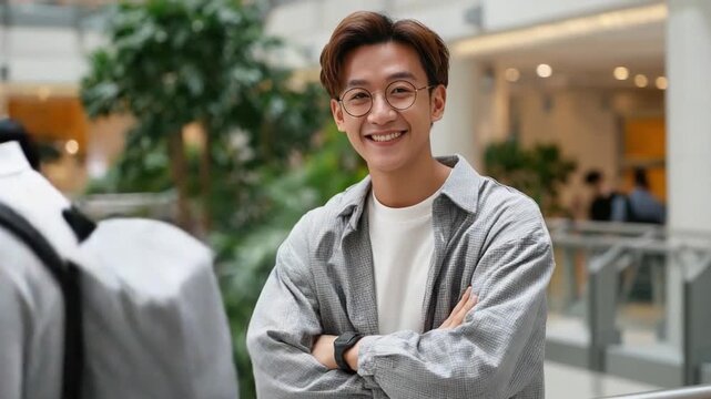 Optimistic Portrait: A joyful person exudes confidence, radiating positivity as they pose for a photograph, showcasing a delightful demeanor.