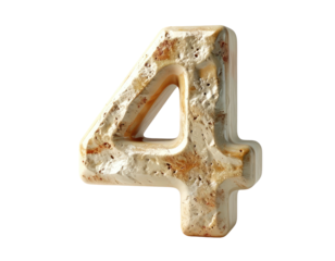 Stone-textured number four floating against a black background