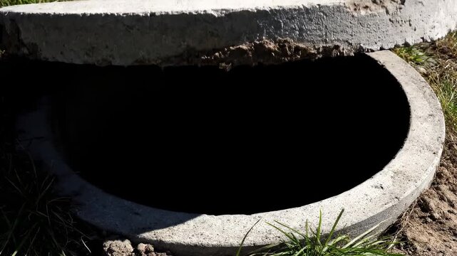 Heavy Concrete Manhole Cover Lift | Revealing the Underground Pit