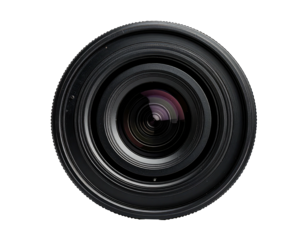 A closeup of a camera lens reflecting light and interior details