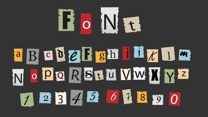 Magazine cutout letters alphabet vector set