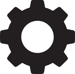 Black Gear Wheel With Central White Circle Isolated On White Background cogwheel