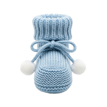 Cute blue knitted baby bootie