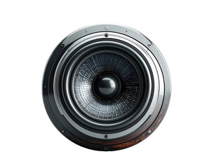 Metallic loudspeaker element, round shape, isolated on black