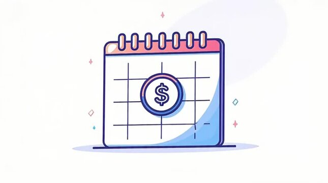 A vibrant cartoon illustration depicts a calendar with a prominent dollar sign on a specific day, symbolizing payment due dates, financial planning, or budgeting.
