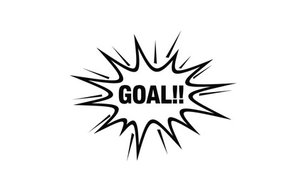 A black and white comic explosion graphic with the text goal prominently displayed