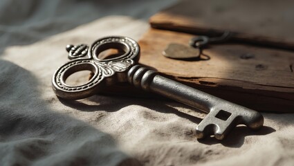 Antique Key with Rusted Iron Texture Symbolizing Hidden Secrets, Historical Craftsmanship, Vintage Security Systems, and the Mystery of Forgotten Doors
