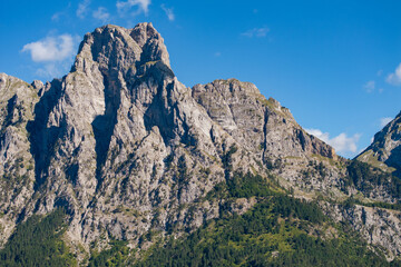 Obraz premium Scenic Valbona Valley, Albania – Albanian Alps mountain landscape and river