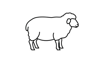 Obraz premium Simple line drawing of a sheep showcasing its woolly texture and gentle profile