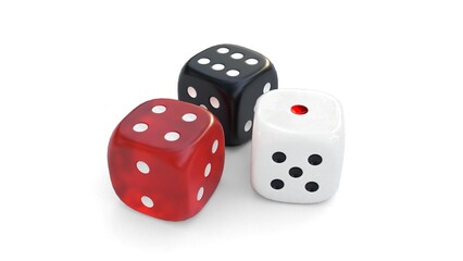 Colorful dice on white background