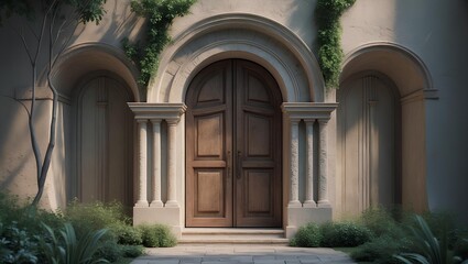 Elegant Arch Door with Classic Curves Representing Historical Architecture, Timeless Entrance Design, Cultural Heritage, and the Artistic Beauty of Traditional Buildings