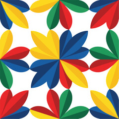 Abstract Colorful Floral Geometric Pattern with Vibrant Petal Designs