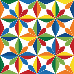 Vibrant Geometric Flower Pattern in Rainbow Colors - Abstract Background Design