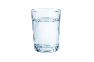 Glass of pure drinking water for daily hydration, a healthy refreshment, transparent background, studio shot