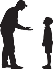Father or Coach Talking to Young Boy Silhouette - Guidance and Communication
