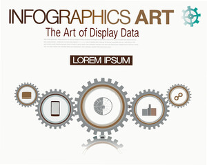 Fototapeta premium Infographic art showcasing data visualization through gear icons